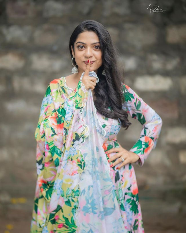 Adorable Pics Of Varsha Bollamma In Colorful Dress